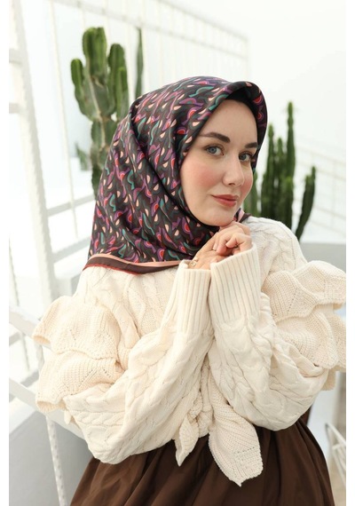 Silk Home Twill İpek Eşarp Acı Kahve, Taba, Mor, Koyu Yeşil, Turkuaz 1...