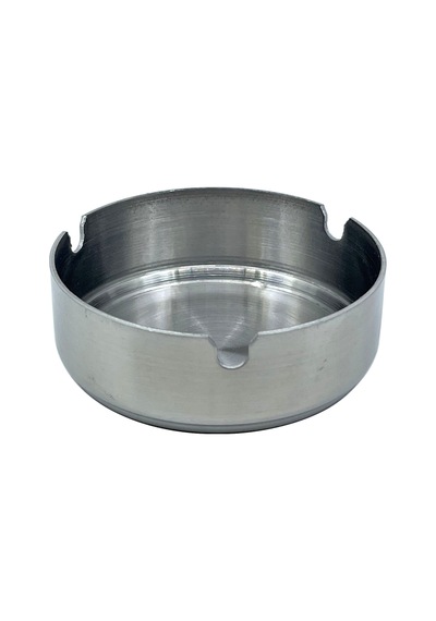 Paslanmaz Çelik Yuvarlak Metal Küllük - Lüks Fırçalanmış Tasarım 8 Cm