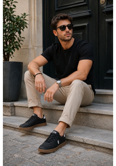 U.S. Polo Assn. U.s. Polo Assn. Toret Düz Taban Erkek Sneaker 867800000789 01 Siyah