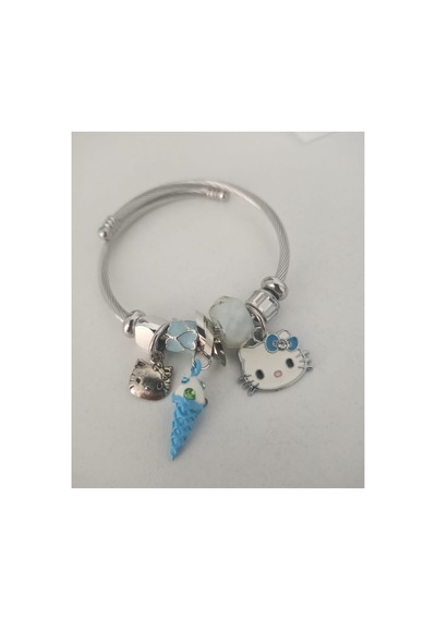 Lunarie Mavi Hello Kitty Ve Dondurmalı Dolu Charm Kelepçe Çok renkli