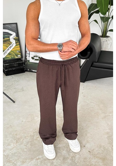 Kahverengi Dokulu Soft Jogger Pantolon Kahverengi