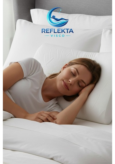 Reflekta Sertifikalı Ortapedik Visco Yastık Boyun Destekli Kılıf Ve Çantalı 40 X 60 Cm. Beyaz