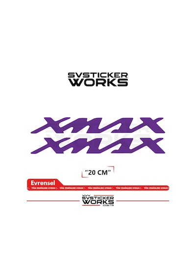Yamaha Xmax Uyumlu Yazı Sticker Yüksek Kalite Özel Kesim Folyo 2'li Set Mor