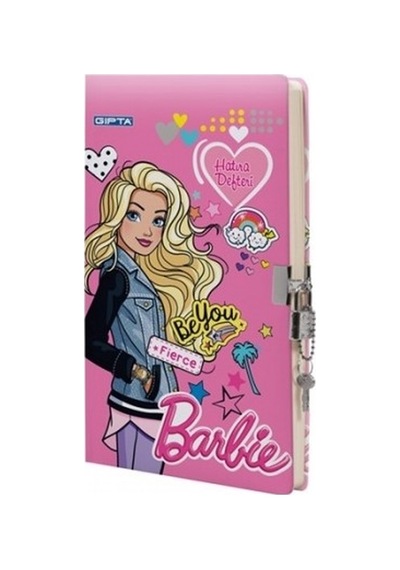 Gıpta Barbie Kilitli İp Dikiş Sert Kapak Defter 14 X 20 Cm 96 Yaprak Çok Renkli