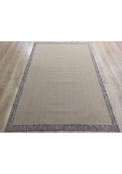 Çam Halı Sisal 9709 Bej / Gri Bordürlü Jüt Sisal Kilim - 80x300