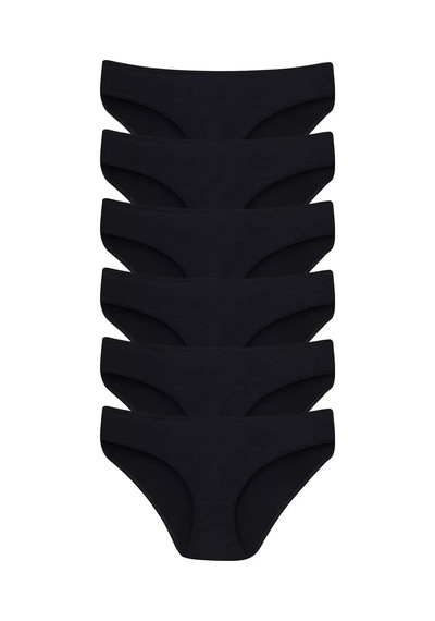 Astrid T Premium Slip Model Günlük Kız Çocuk Külot Siyah %100 Pamuklu 6'lı Paket Siyah-6