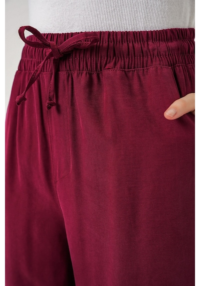 Bigdart Kadın Yüksek Bel Geniş Paça Pantolon 30097 - Bordo