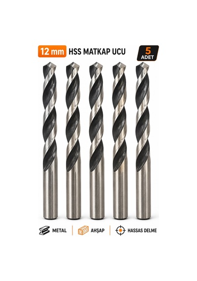 Matkap Ucu Seti 5 Adet 12 Mm Hss