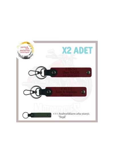 Hız Aşıkları İçin İsim Plaka Ve 0 Rh + Kan Grubu Kişisel, Acil Durum Deri X2 Anahtarlık, Bordo-ysl Çok Renkli