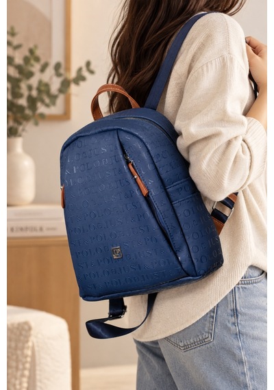 Lacivert 4040 Orijinal Just Polo Kadin 9 Bolmeli Orta Boy Sirt Cantasi 31x29 Cm