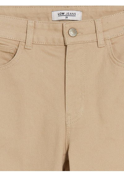 Lcw Jeans Bej Mom Fit Kadın Jean Pantolon