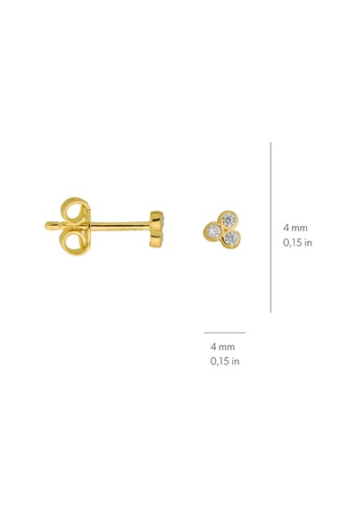 Goldkupe 14 Ayar Altın Üç Taşlı Küpe 0,55 Gr-4349