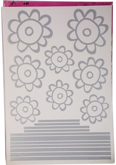 Sıa Duvar Süsü Sticker Gri Papatyalı Şeffaf Filmli Pvc