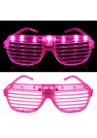 Led - 472 - Işıklı Panjur Parti Gözlüğü Pembe Renk - Spt-gld - Shutter Gözlük