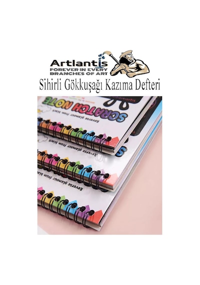 Sihirli Gökkuşağı Kazıma Defteri A5 15x20 Cm 1 Paket 10 Sayfa Scratch Note Spralli Siyah Sihirli Resim Defteri Siyah