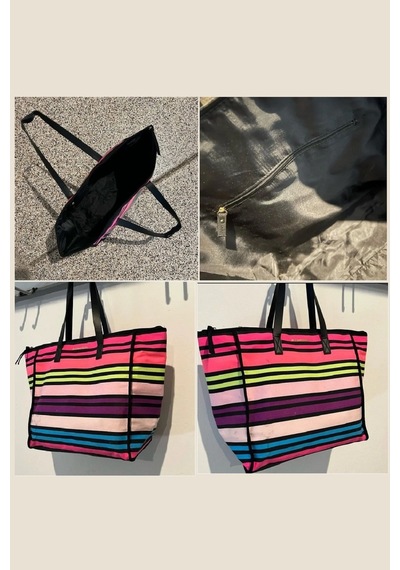 Victoria's Secret Vs Rainbow Kanvas Tote Seyahat Çantası Çok Renkli