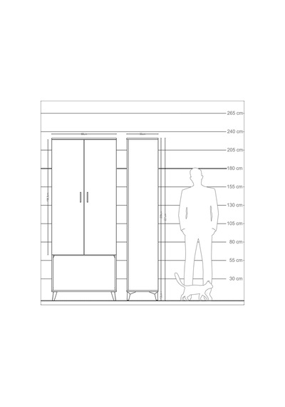 Arges Dolap 2 Raflı 2 Kapaklı Tek Askılı 88x30x221 Antrasit-antrasit Antrasit