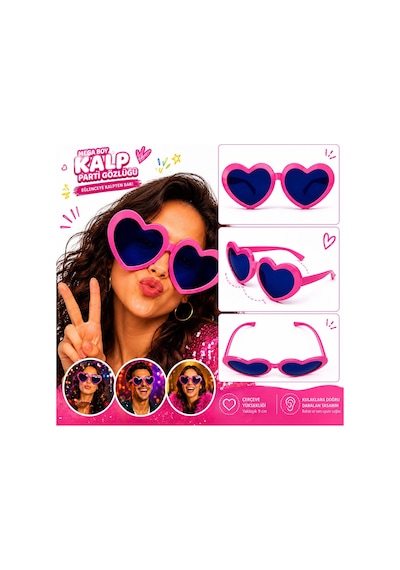Mega Boy Pembe Kalp Parti Gözlüğü - Bıso-884344 18