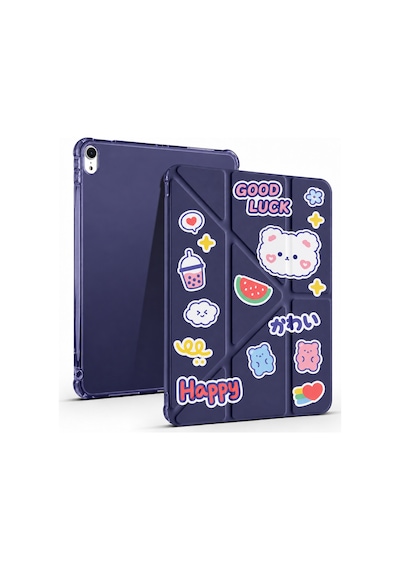 İpad 11 A16 2025 / İpad 10. Nesil 10.9 Uyumlu Kalem Bölmeli Kawaii Origami Standlı Uyuku Modlu Tablet Kılıfı Arka Kapak