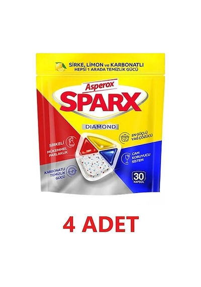 Asperox Sparx Bulaşık Makinesi Deterjanı 30lu 4 Adet