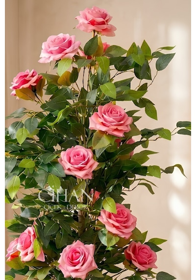 Yapay Pembe Gül Ağacı 150 cm 27x33 Beyaz Küre Saksılı