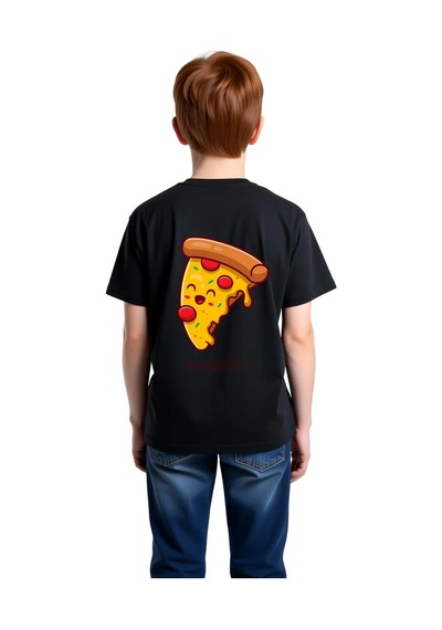 Paybuy Çocuk Tişört Pizza Dilimi Baskılı Yuvarlak Yaka Kısa Kol %100 Pam Siyah Paybuy Çocuk Tişört Pizza Dilimi Baskılı Yuvarlak Yaka Kısa Kol %100 Pam Siyah