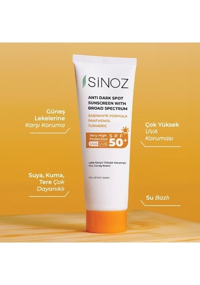 Sinoz Koyu Leke Karşıtı Spf 50+ Yüz Güneş Kremi 50 Ml