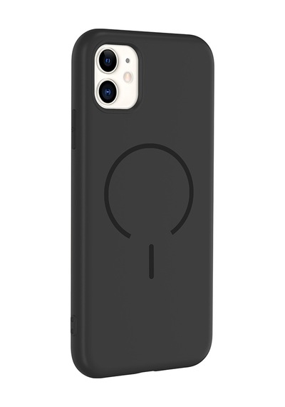 Apple Uyumlu iPhone 11 Kılıf Meta Lansman M-safe Kamera Korumalı İçi Kadife Yumuşak Renkli Süet Silikon Siyah