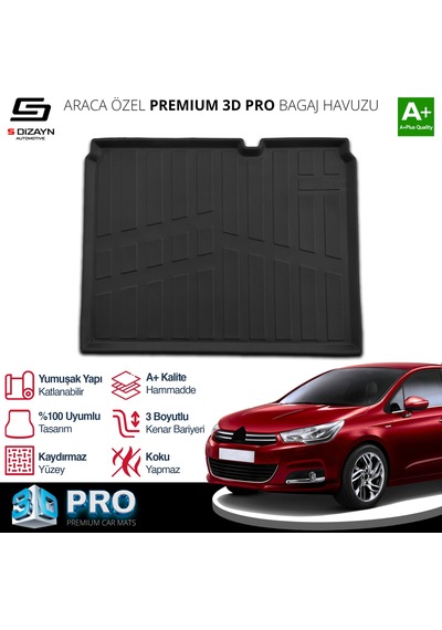 S-dizayn Citroen C4 3d Pro Bagaj Havuzu 2010-2018 A+ Kalite