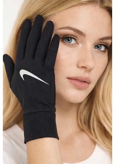 Nike Dry Lightweight Womens Gloves Reflektörlü Dokunmatik Uyumlu Spor Eldiveni Siyah Siyah