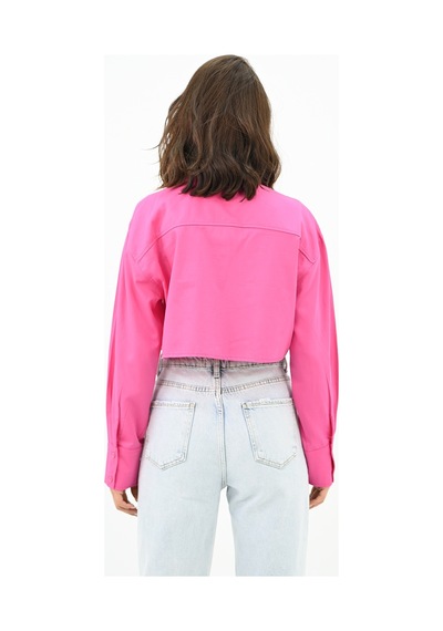 Koza Butik Kadın Crop Cep Detaylı Gömlek 1672-24 001
