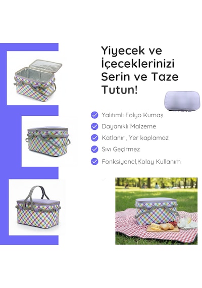 20 Lt Piknik Sepeti 1113 Picnic Bag -349 Çok Renkli