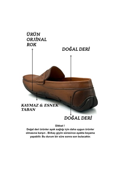 Sermoda Erkek Loafer - Hakiki Deri Rok Loafer Erkek Ayakkabı Taba