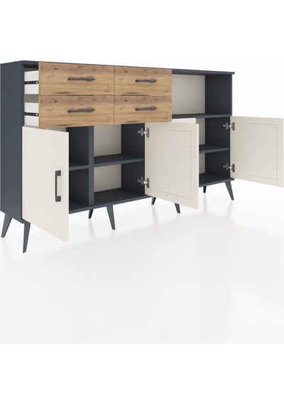 Arges Konsol 4 Raflı 4 Çekmeceli 4 Kapaklı 176x30x99 Antrasit-aytaşı/çam Aytası/atlas Çam - Antrasıt Arges Konsol 4 Raflı 4 Çekmeceli 4 Kapaklı 176x30x99 Antrasit-aytaşı/çam Aytası/atlas Çam - Antrasıt