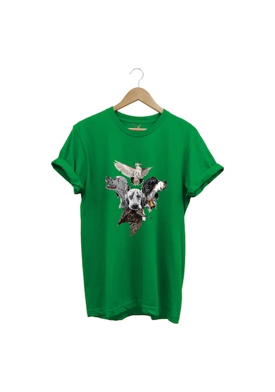 Hunting Avcılık Pointer Çulluk Setter Baskılı %100 Pamuk Regular Fit Unisex T-shirt Yeşil