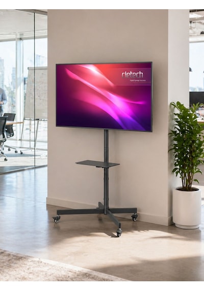 Tekerlekli Tv Standı 32-55 Inç Ekonomik Seri Yükseklik Ayarlı Raflı 35 Kg Kapasiteli Siyah Tekerlekli Tv Standı 32-55 Inç Ekonomik Seri Yükseklik Ayarlı Raflı 35 Kg Kapasiteli Siyah
