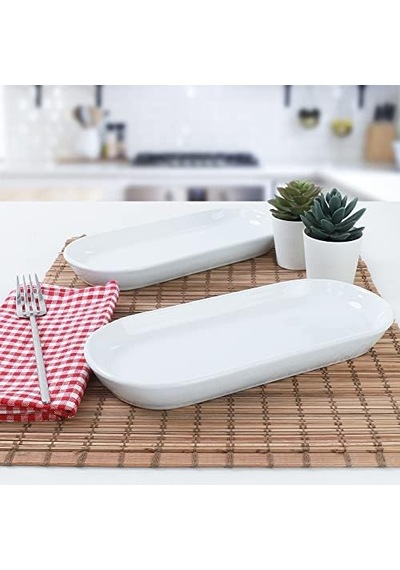 Beyaz Noyan Kayık Tabak 2 Adet 26 Cm Açık