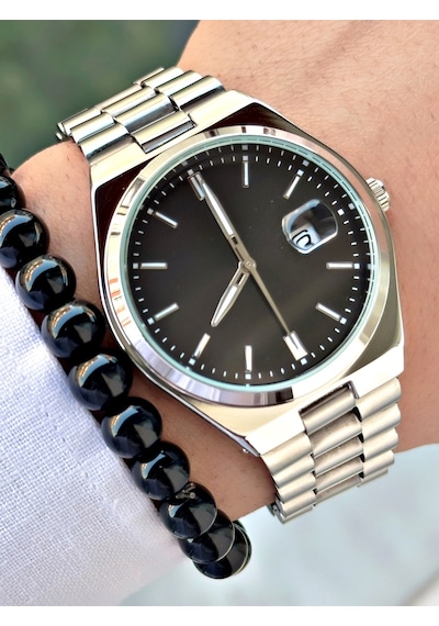 Premium Seri Özel Tasarım Lüks Seri Metal Kordon Classic Erkek Kol Saati-bileklik Hediyeli Beyaz