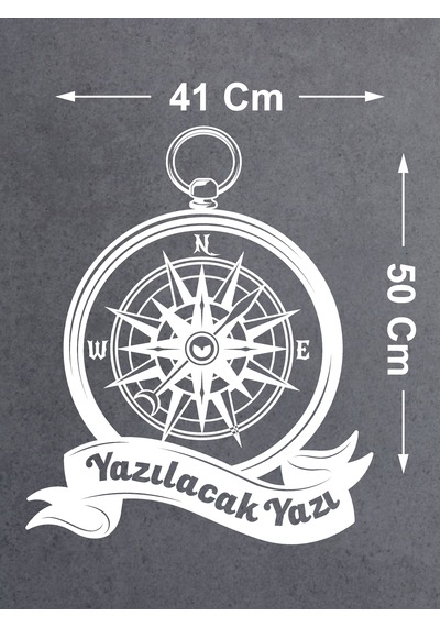 Kişiye Özel Pusula Sticker - Araba Oto Motosiklet Karavan Cam Sticker - 00083 50 Cm