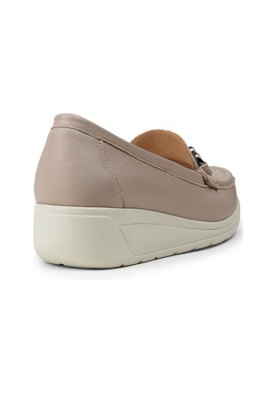 Deery Kadın Hakiki Deri Bej Dolgu Topuk Loafer - N1742zbejc01