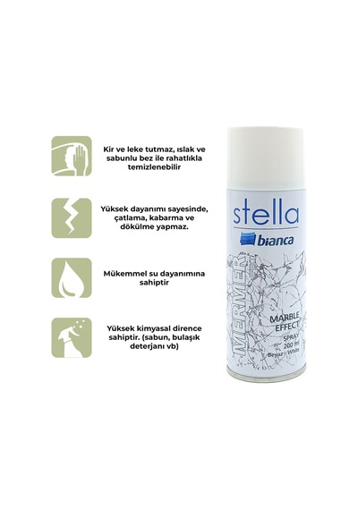 Stella İnce Mermer Efekt Sprey Boya Beyaz 200 Ml BEYAZ