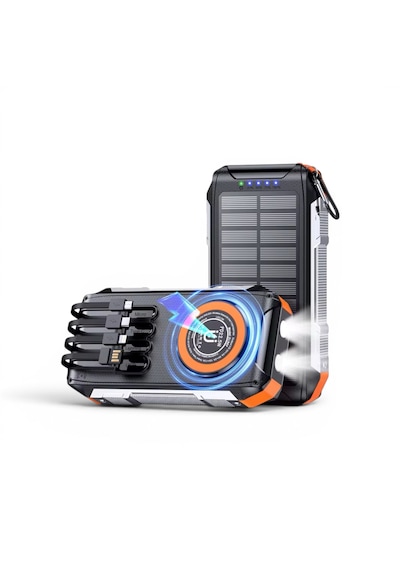 Ultratekno Fc-30 Solar Powerbank 30000 Mah 22.5w Hızlı Şarj 15w Kablosuz Şarj Güneş Panelli Led Fenerli Powerbank Siyah