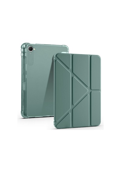 Redmi K Pad 2025 25079rpdcg Uyumlu Kalem Bölmeli Dönebilen Üçgen Standlı Tri Folding Tablet Kılıfı - Koyu Yeşil - T38794