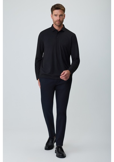 Morven Erkek Siyah Polo Yaka Rayon Sweatshirt 27ks063002001 Siyah