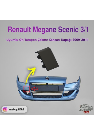 Renault Megane Scenic 3/1 2009-2011 Uyumlu Ön Tampon Çeki Demiri Kapağı