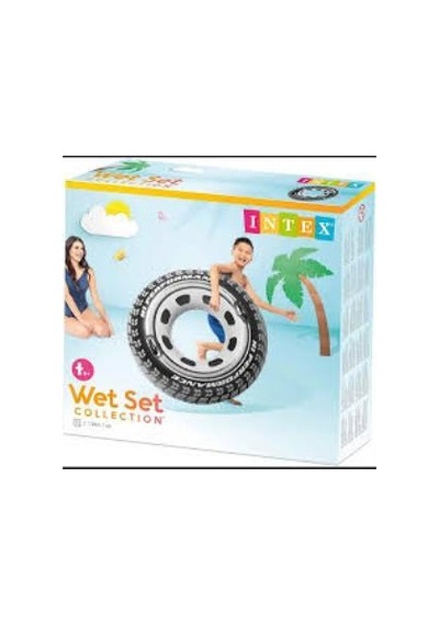 Intex Tutunmalı Deniz Simiti Araba Lastiği Desenli 114cm - 56268 Siyah
