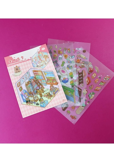 Dıy Kendin Yap Capybara 5d Sahne Sticker Seti 8 Sayfa 4 Sahne + 4 Sticker 1