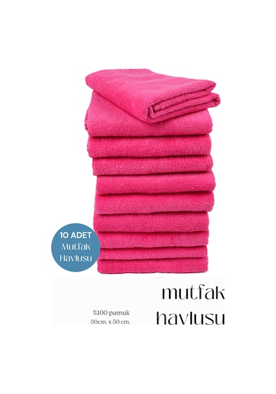 10 Adet Mutfak Havlusu El Yüz Havlusu Fuşya