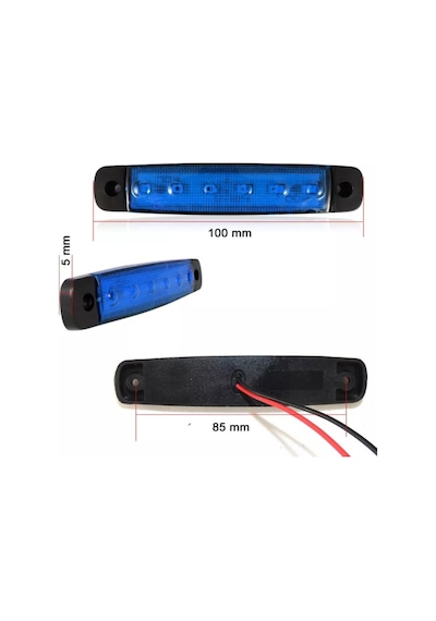 Ahmet Otomotiv 10 Adet 6 Ledli Parmak Led Mavi Renk 12v-24v