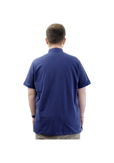 Mode Xl Büyük Beden Erkek Tişört Düğmeli Hakim Yaka T-shirt U24339 İndigo İndigo